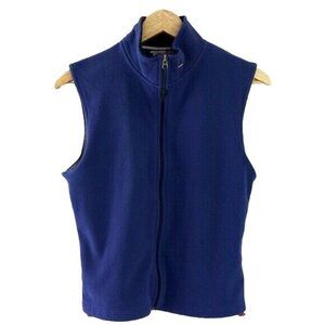 Abercrombie & Fitch Womens Fleece Vest Blue Large Ripcord Adj Collar Full Zip